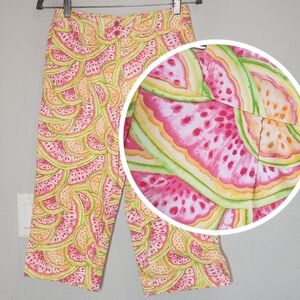 Talbots Melon Watermelon Crop Cotton Pants wome size 6 Petite 6P